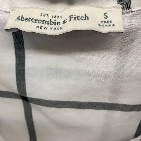 Abercrombie & Fitch blouse white grey checks small - Picture 5 of 8